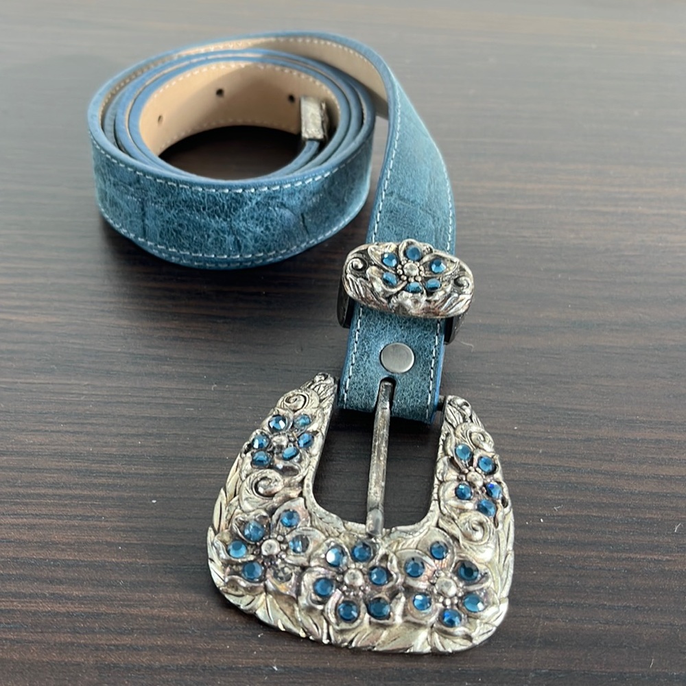 NEW Leatherock Leather & Crystal Belt